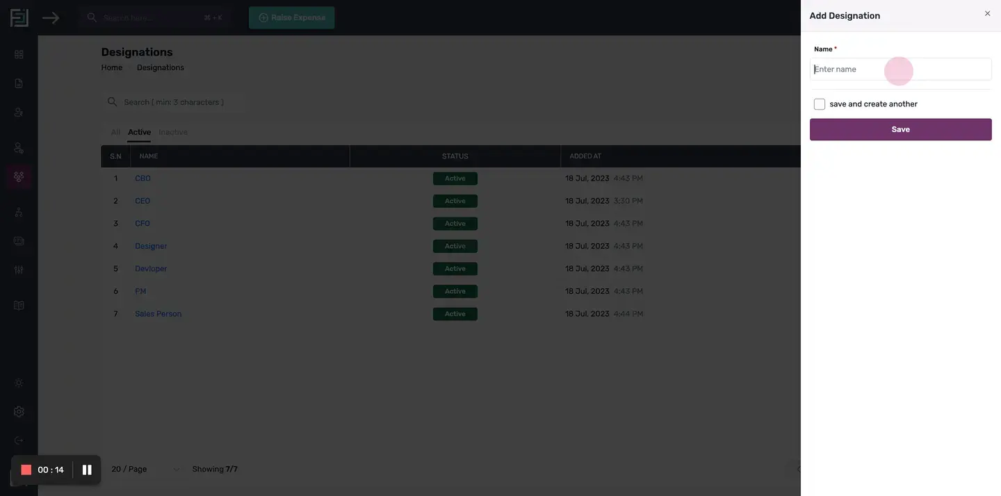 Enter the desired name: Enter a valid name for the designation in the "Name" field.