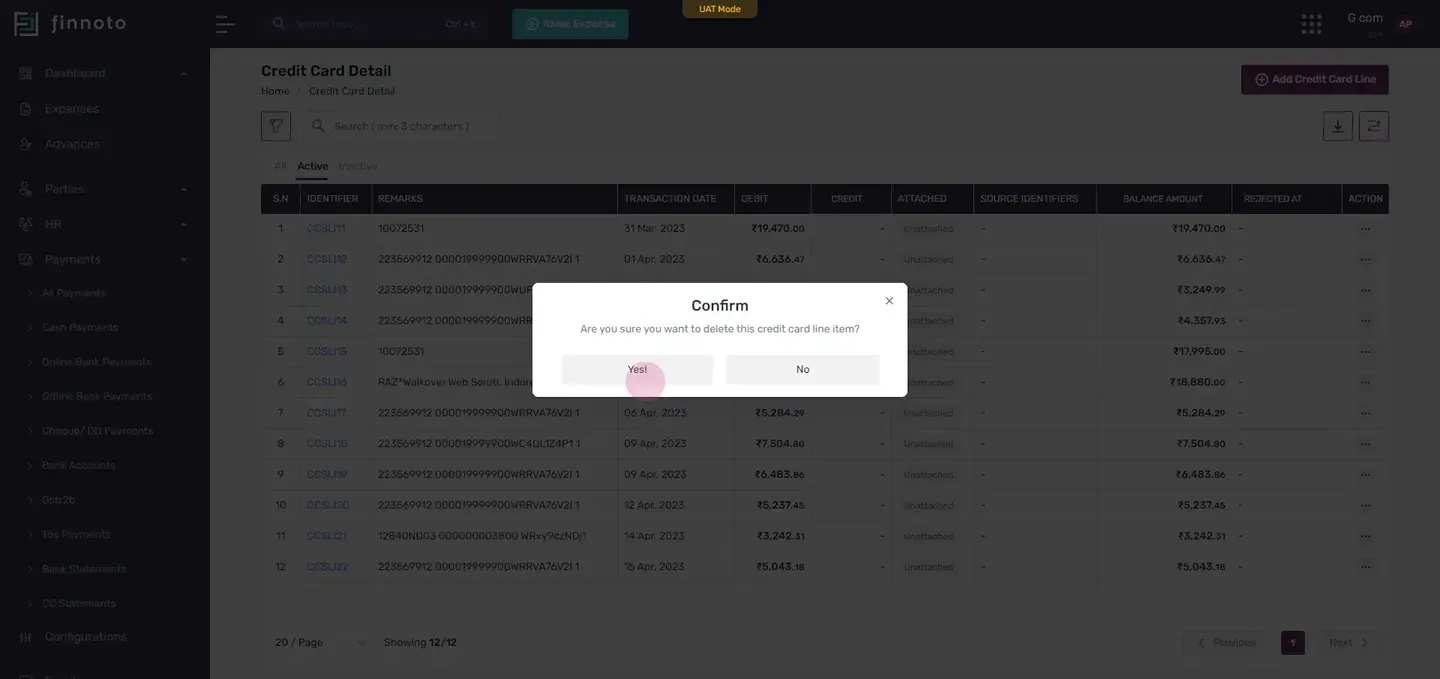 To deactivate a line item, click on the 'deactivate' option. This will move the line item to the 'inactive' tab.