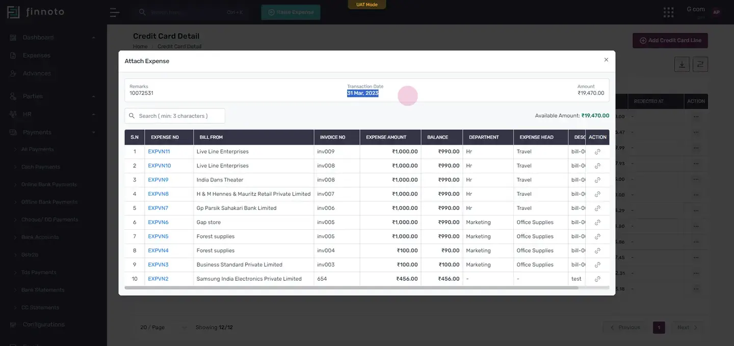 You will then be able to see the remark, transaction date, and amount.