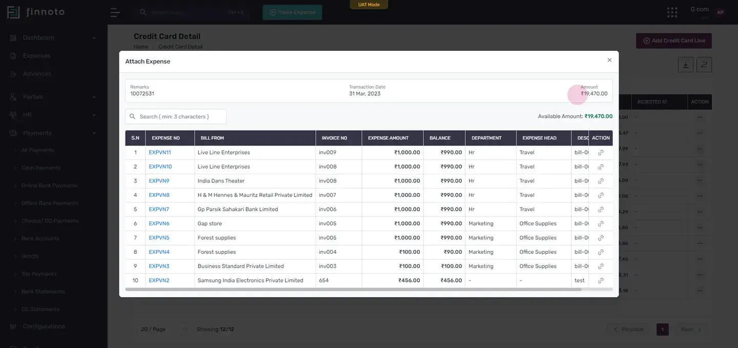 You will then be able to see the remark, transaction date, and amount.