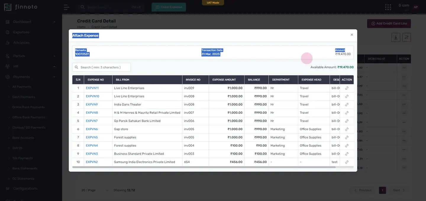 You will then be able to see the remark, transaction date, and amount.
