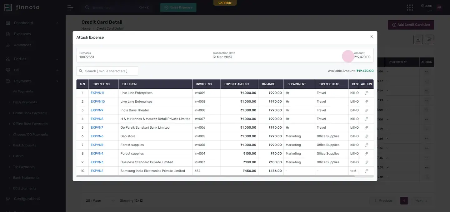 You can search for the expense number using the search bar.