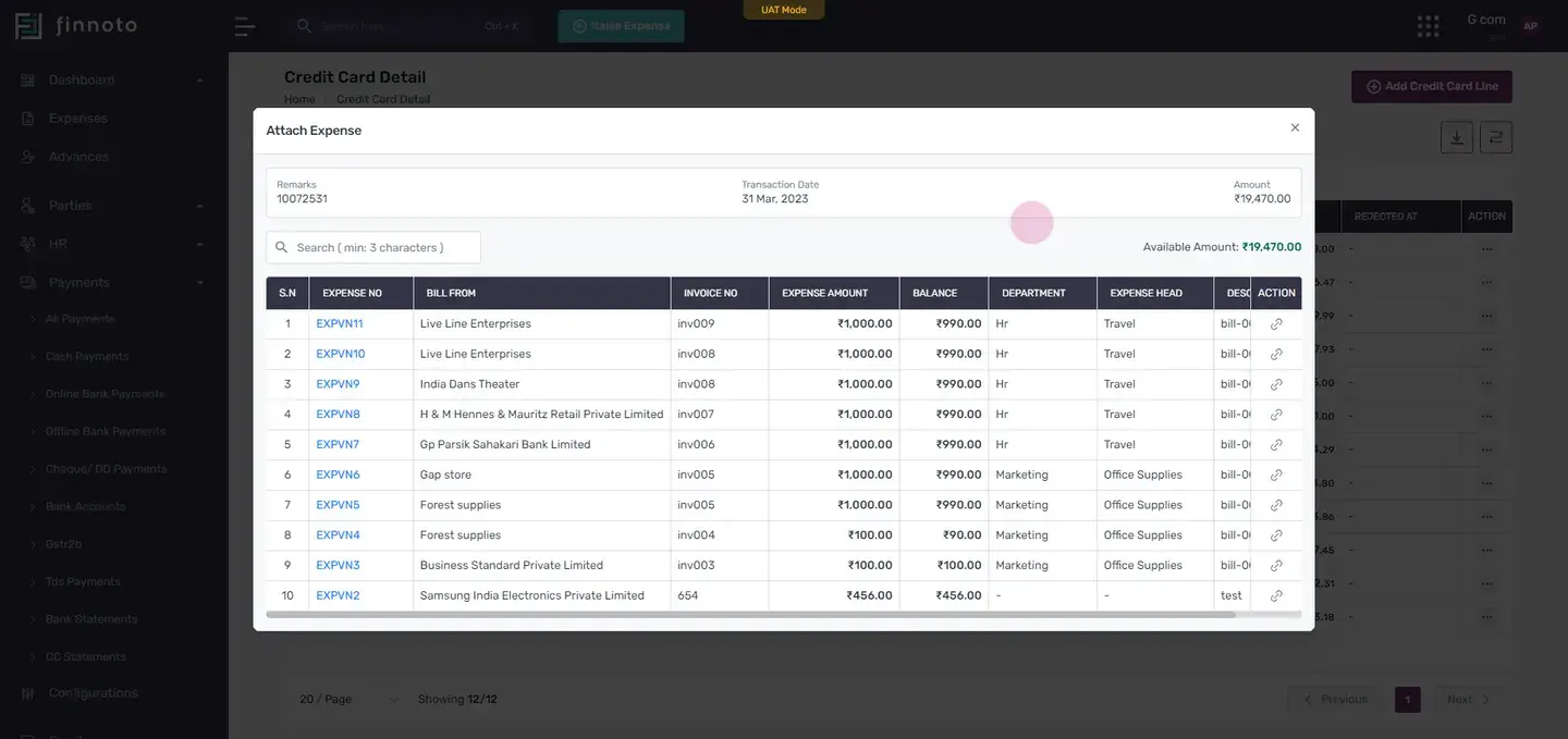 You can search for the expense number using the search bar.