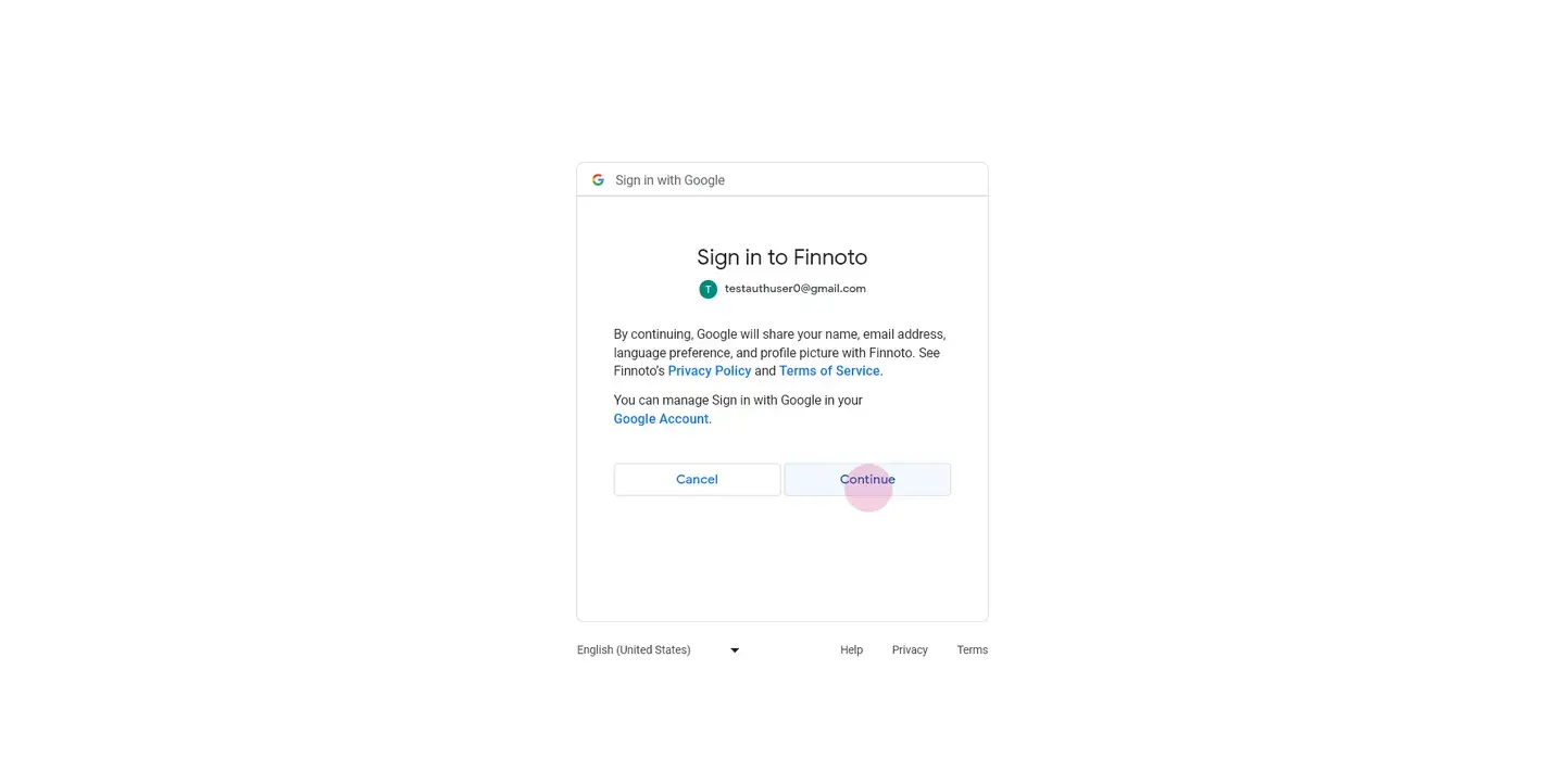 You will be directed to the Finuto sign in page