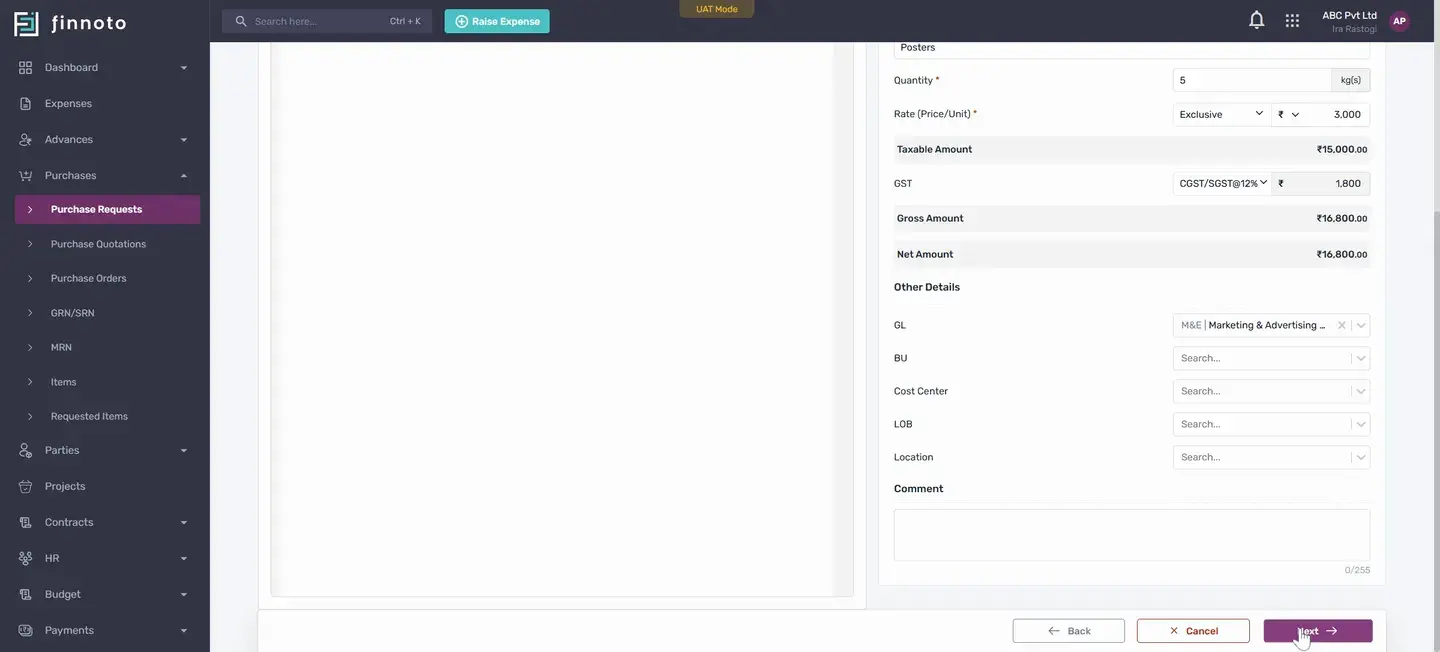 If you want to enter these things for this particular item, you have the option to select it anytime and you can put com