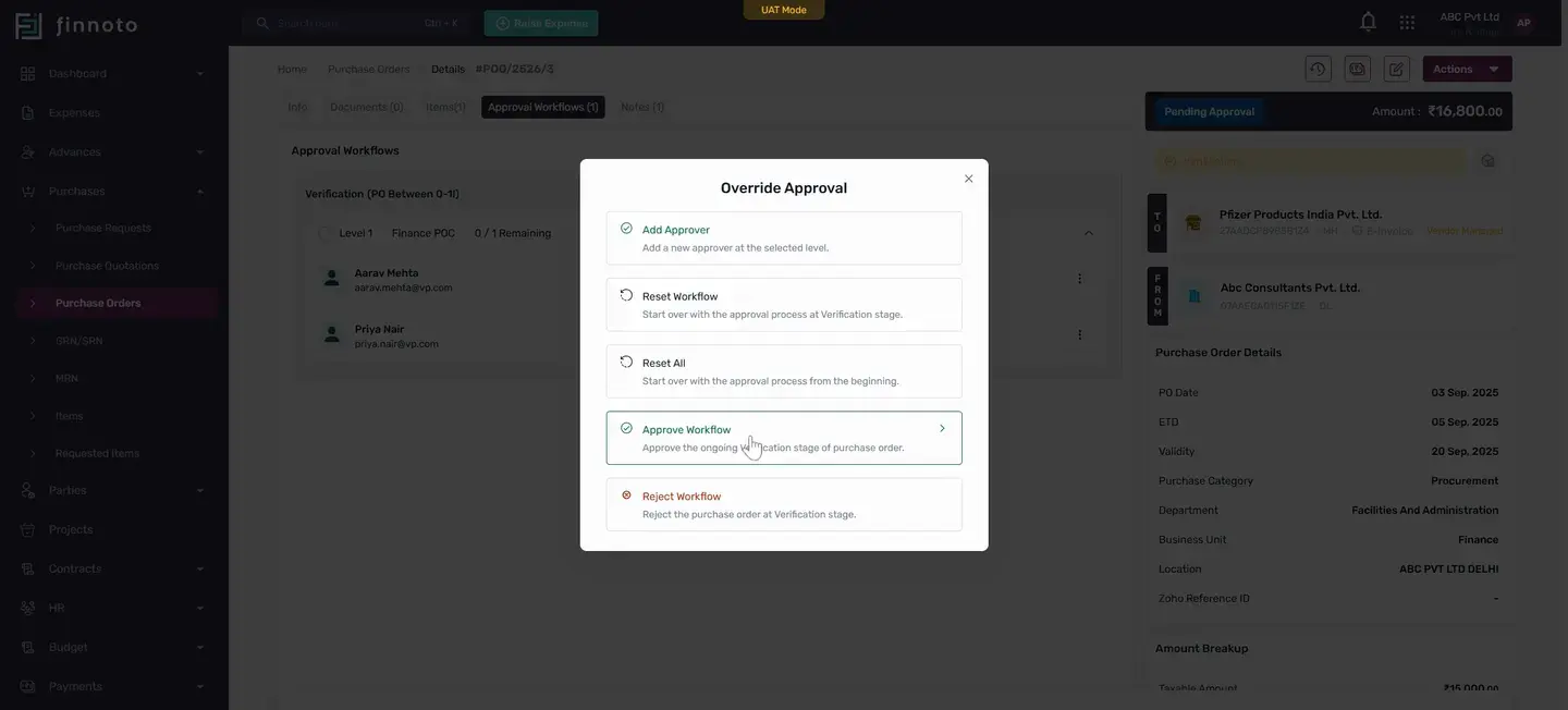 Create a purchase request and generate a purchase order
