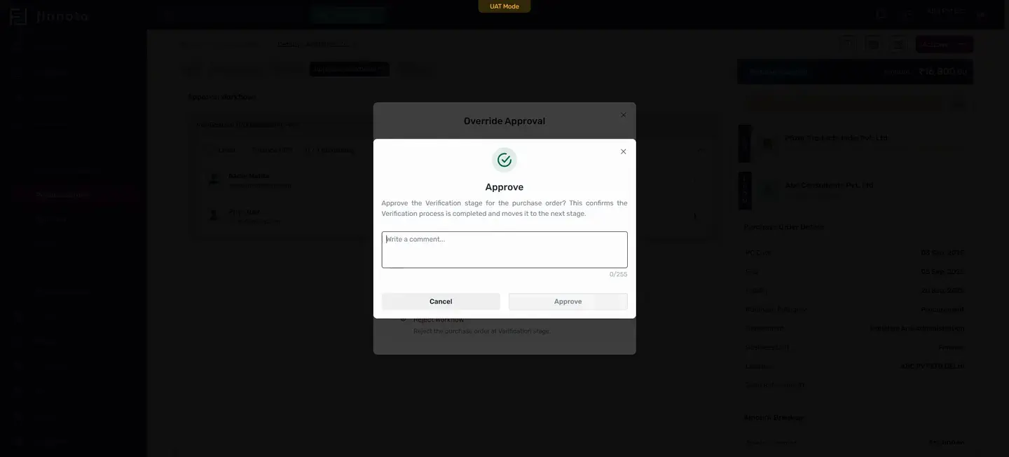 Create a purchase request and generate a purchase order