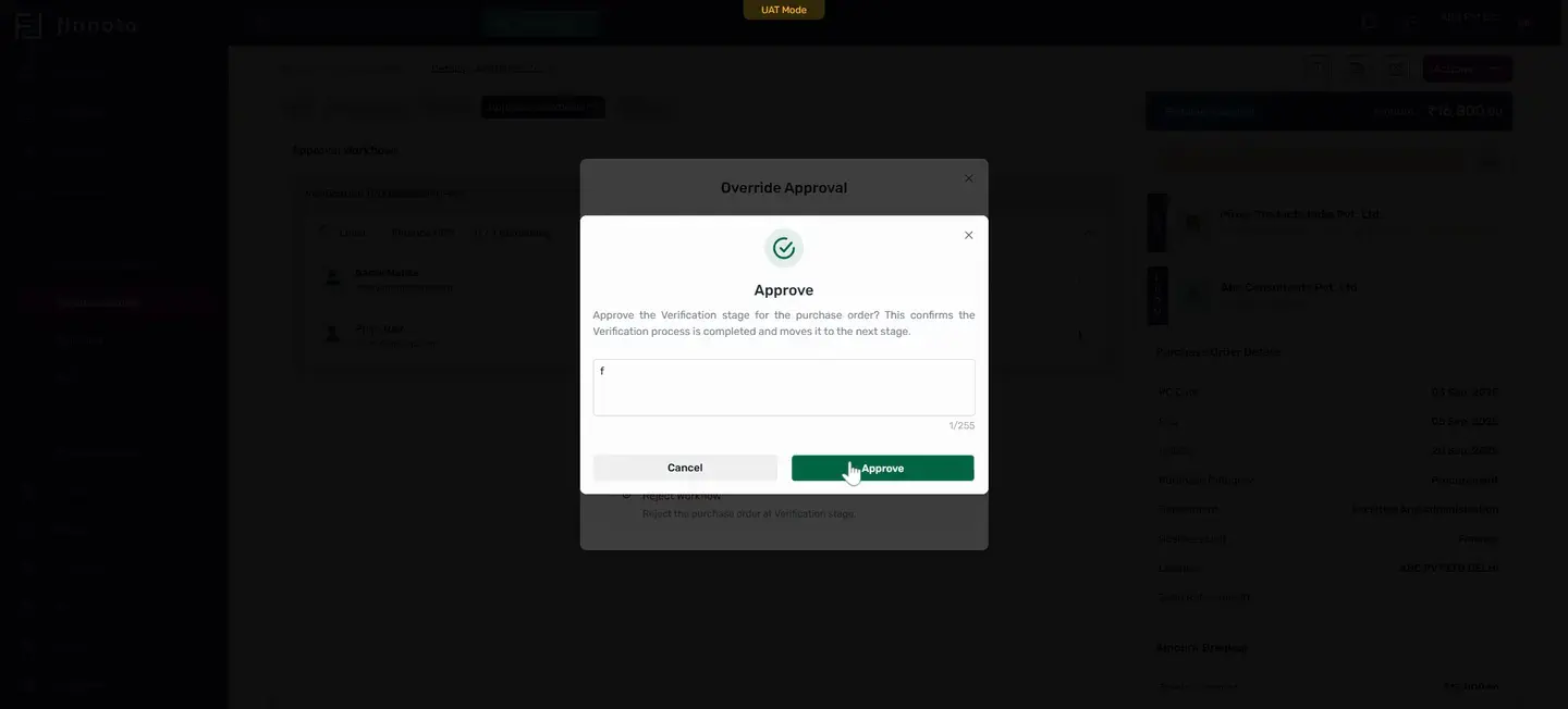 Create a purchase request and generate a purchase order
