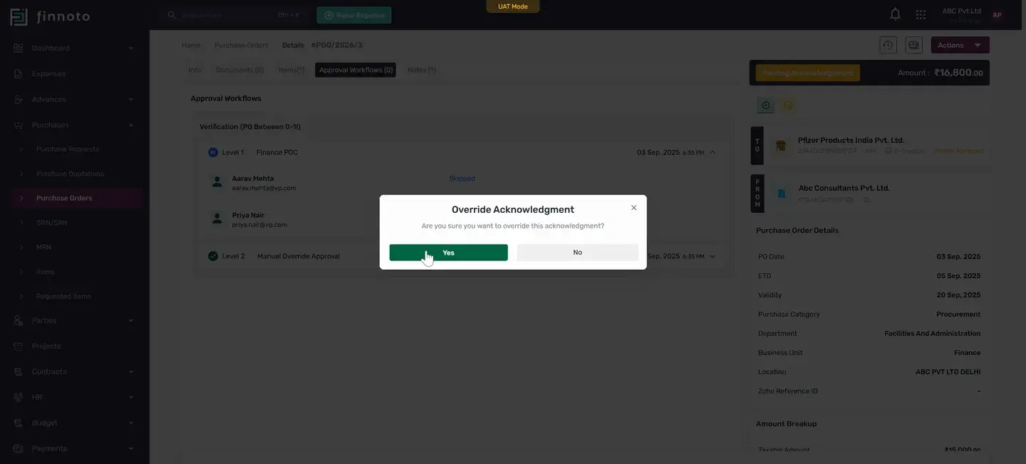 Create a purchase request and generate a purchase order