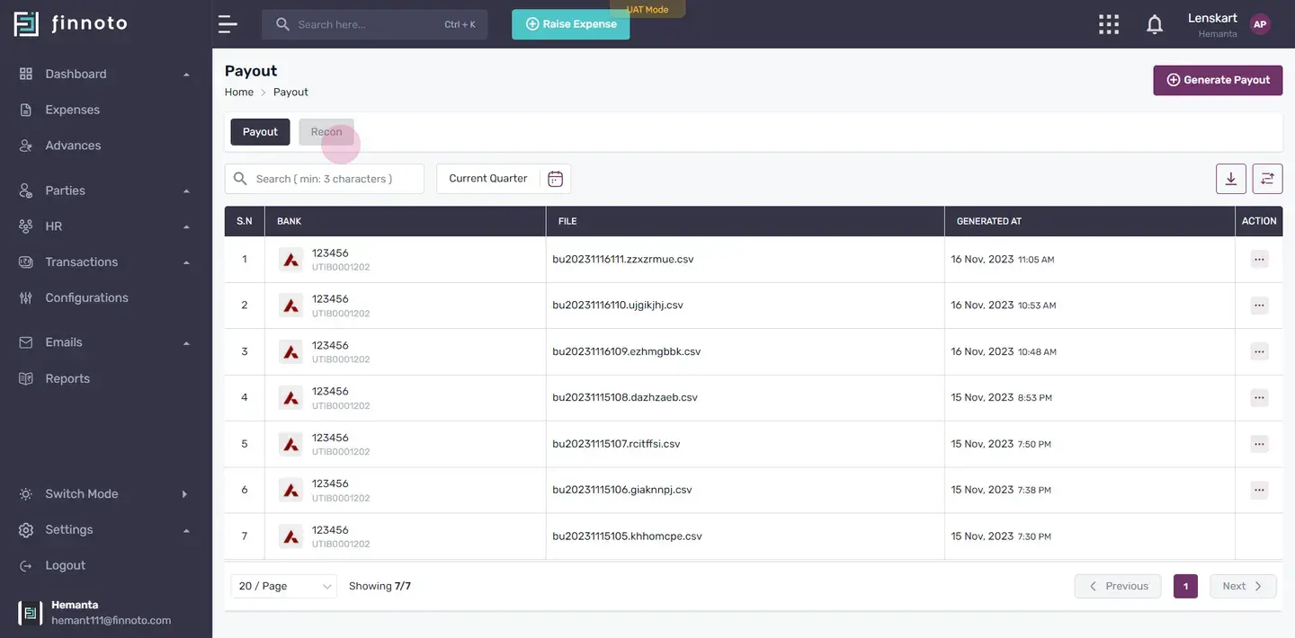 Under the 'Recon' tab, on the top right corner locate and click on the 'Create Recon' button..