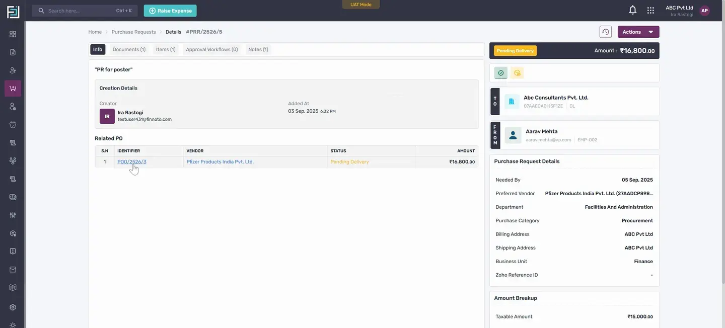 Start by recalling our previous discussion on creating a purchase request and generating a PO from it.