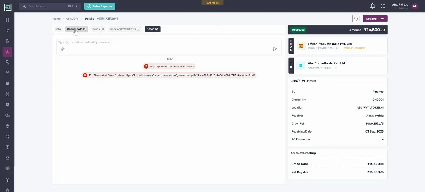 In the node section, any generated node will appear