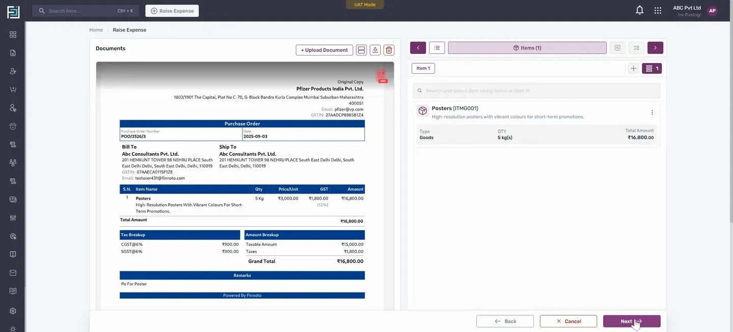Next, you'll see the GST amount and the total GST.
