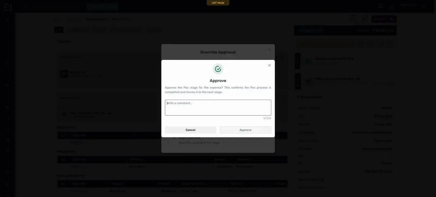 Once approved, you get the option to record payment.