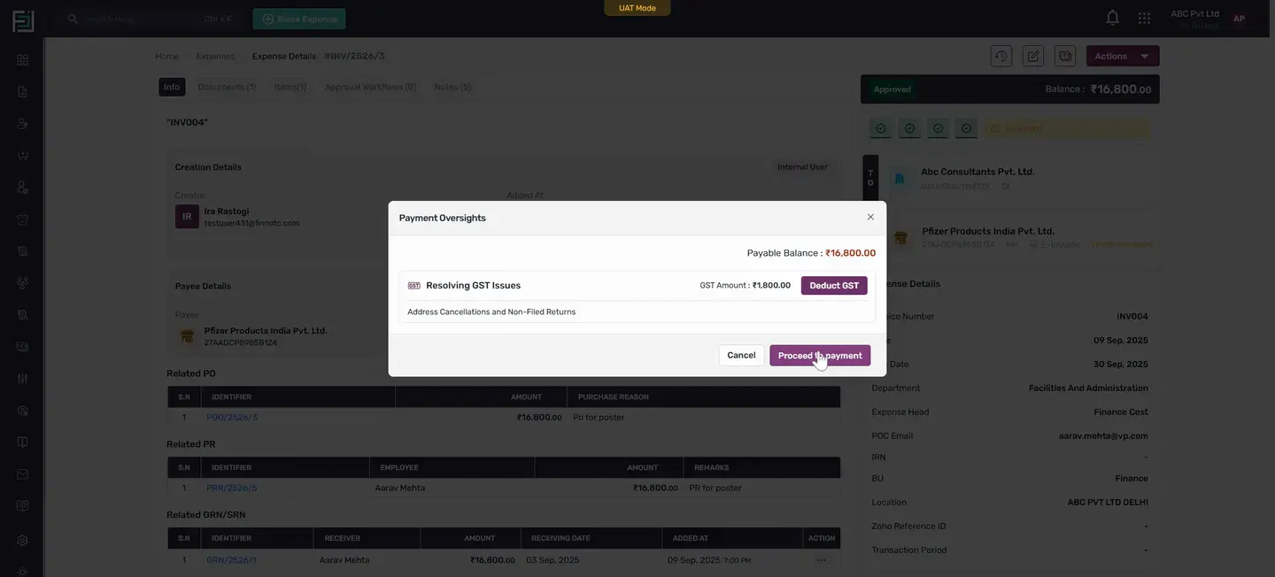 Proceed to payment and select the mode of payment