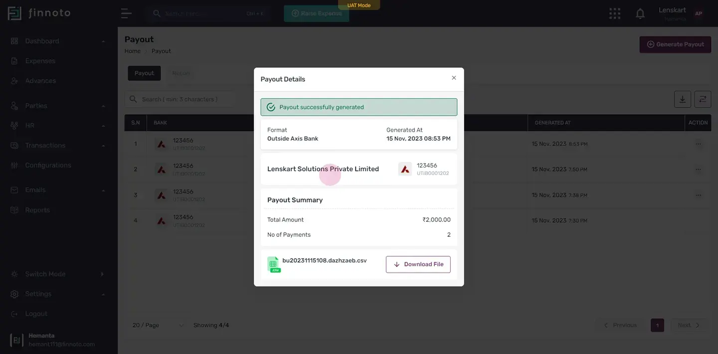 No of payments
