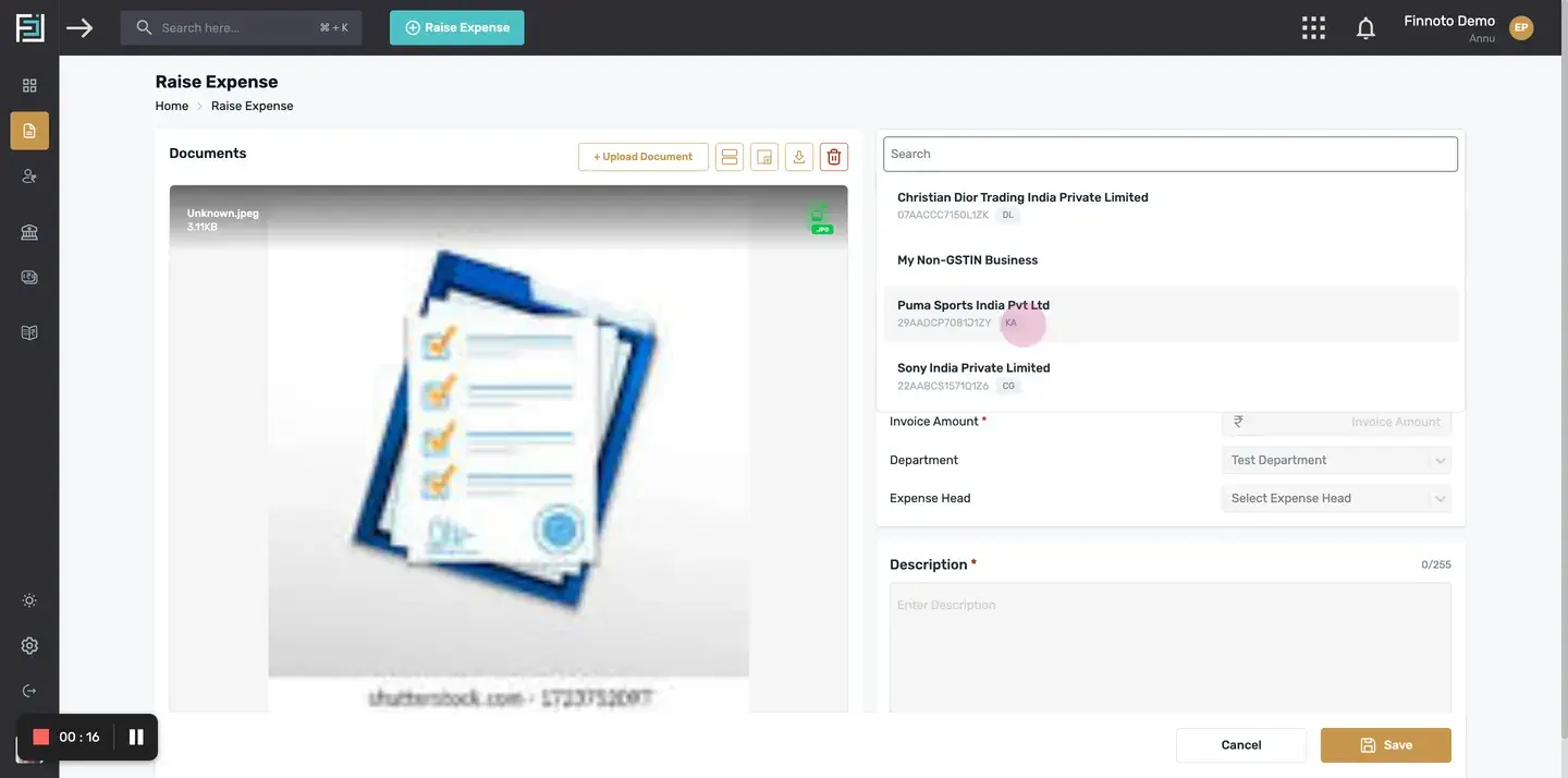 In the "To" field, click on the "+Select Business" button. A list of all your added businesses will appear. Select the a