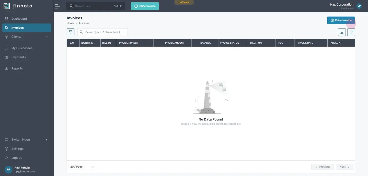 Now click on the raise invoice button.