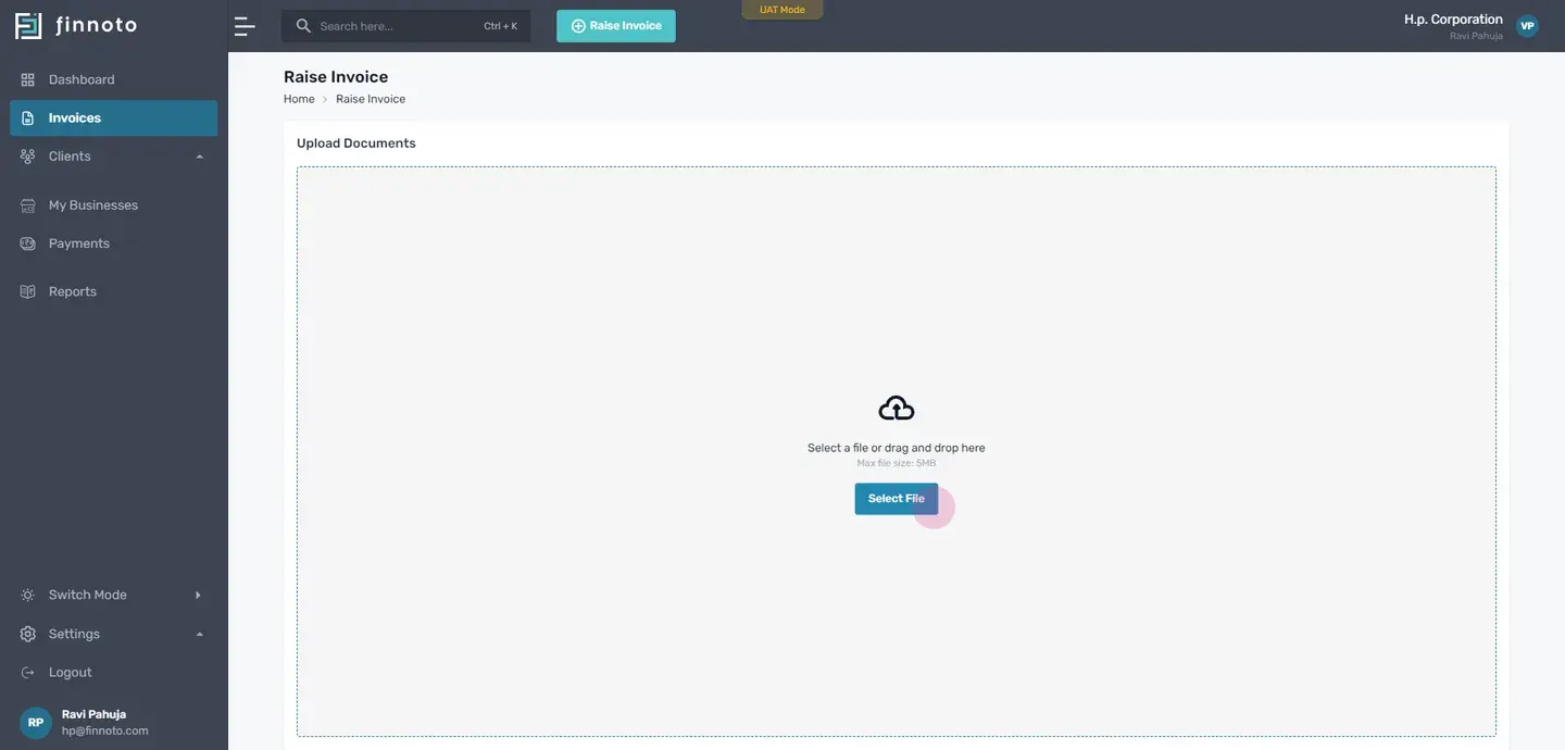 Now select the bill receipt you want to attach with the invoice.