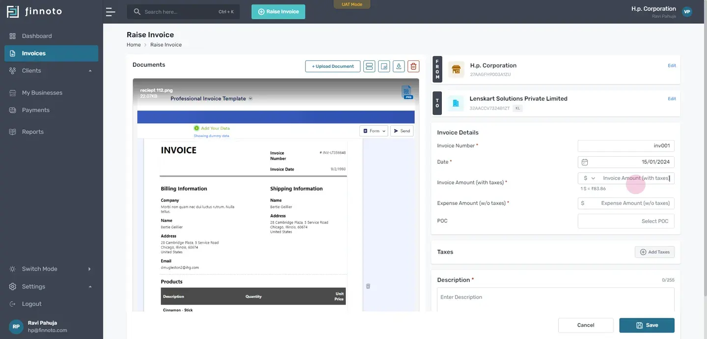 In enter the amount enter the expense amount without taxes
