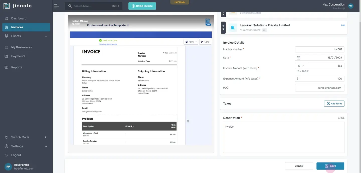 Add a description and click on the save button