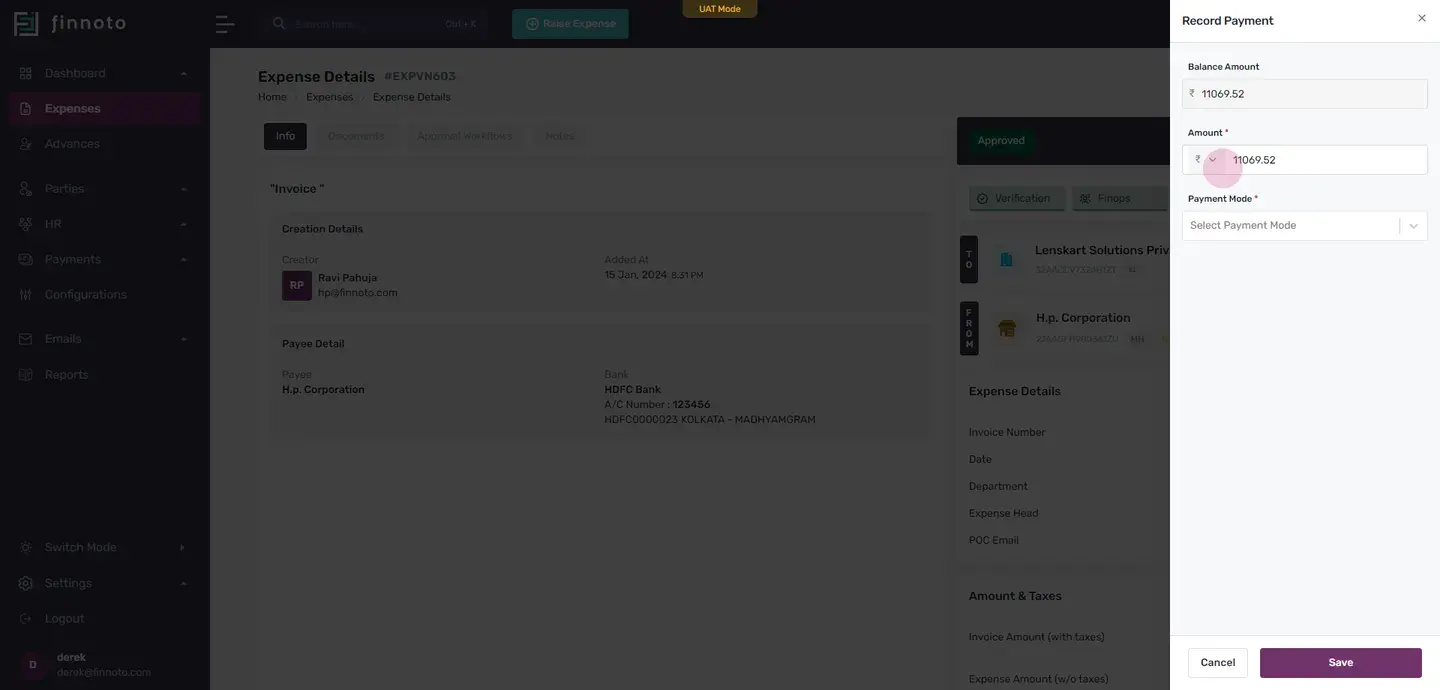 Here, in the record payment form, in the currency drop down.