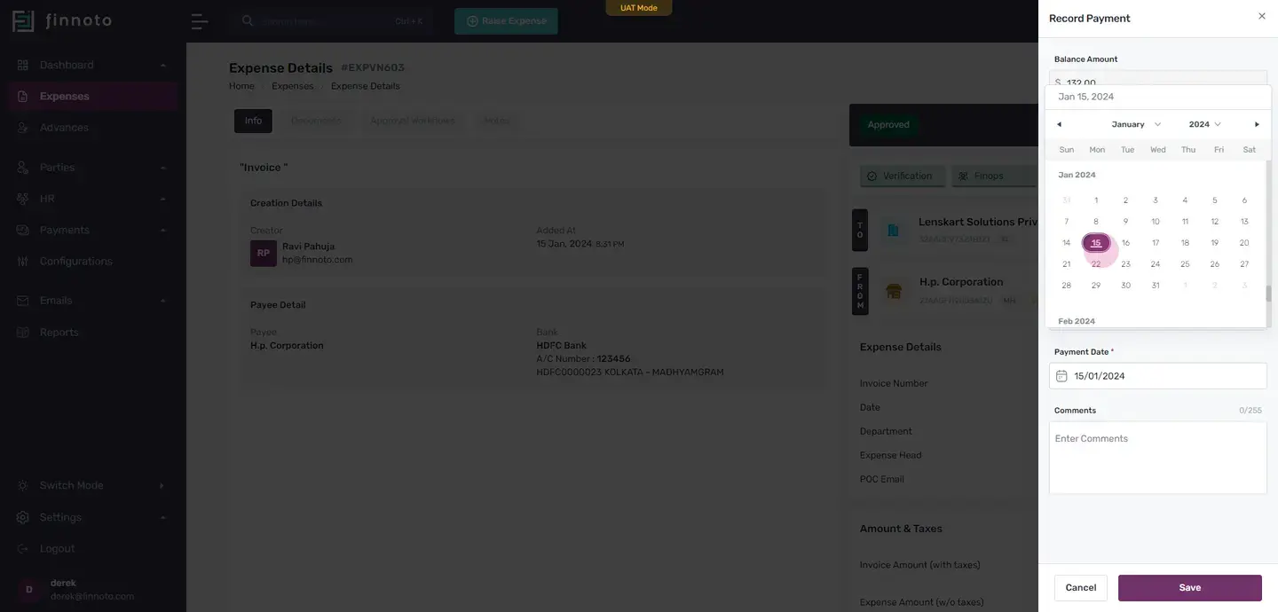 Enter the payment date