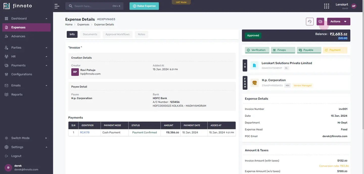 In case, if you are recording the payment in international currency and there is a change in the conversion rate, TIN, y