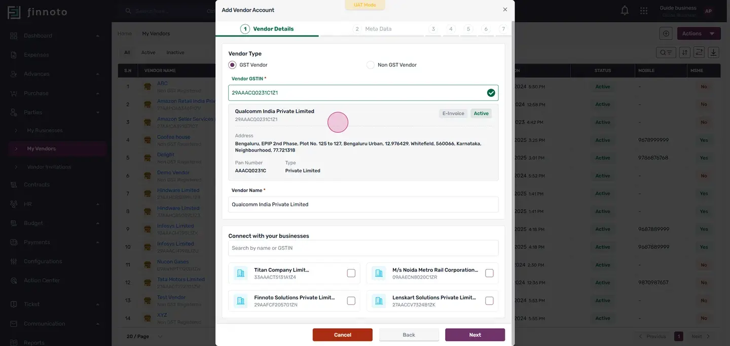 Scroll down to the connect business section