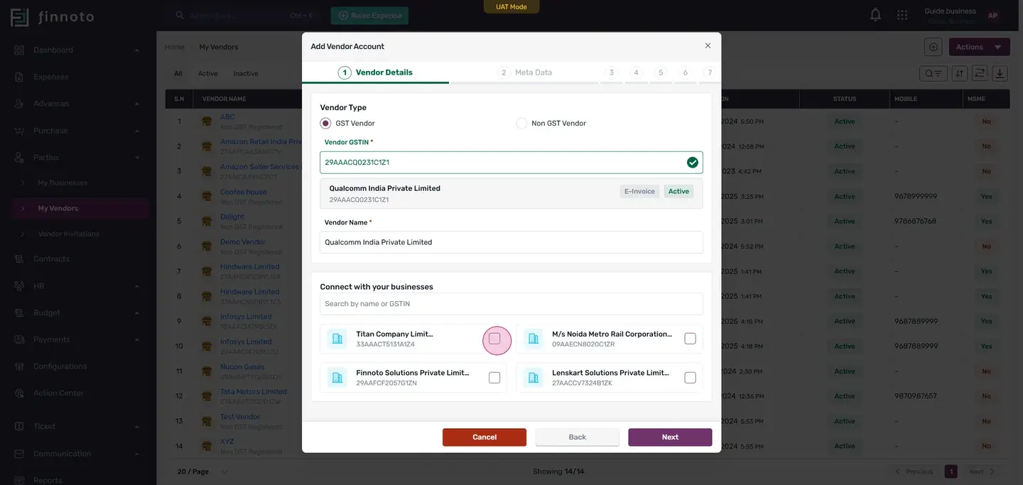 Scroll down to the connect business section