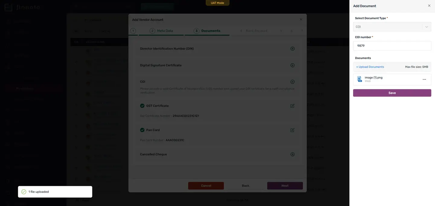 Once you've uploaded the required documents, proceed to the next stage.