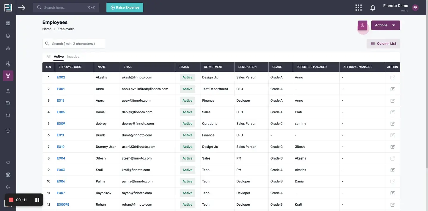 Locate "+Add" button: On the Employees page, locate and click on the "+ Add Employee" button.