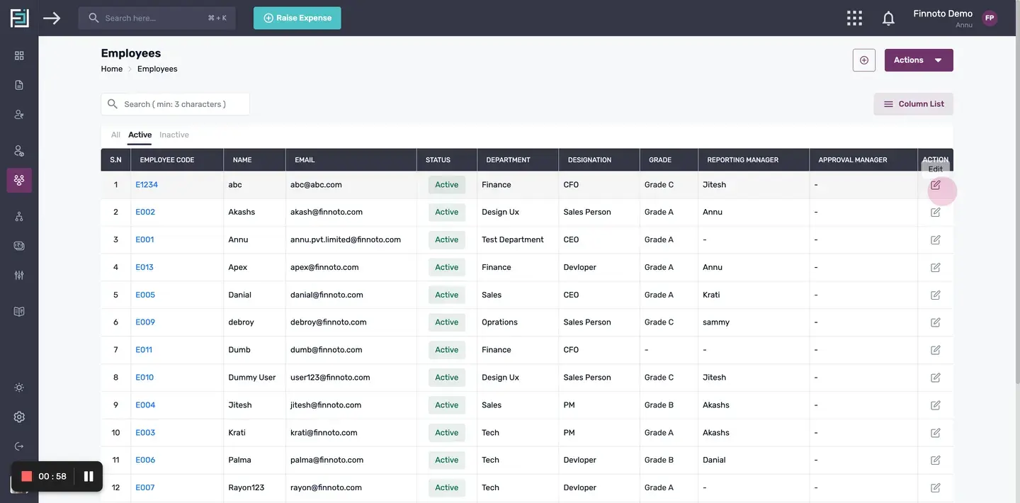 If you need to make any changes to the newly saved employee, you can do so by selecting the "Edit" option.