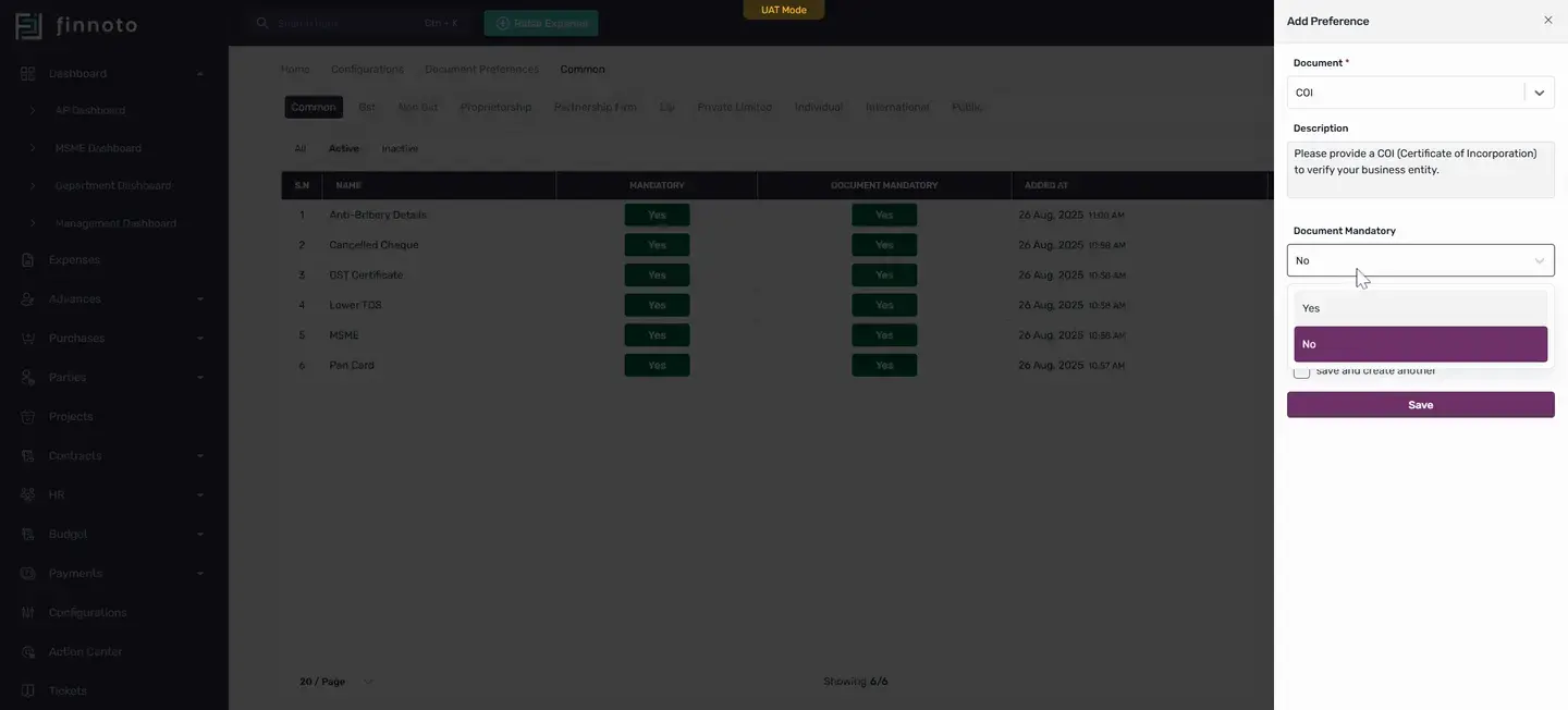 Select a document from the list