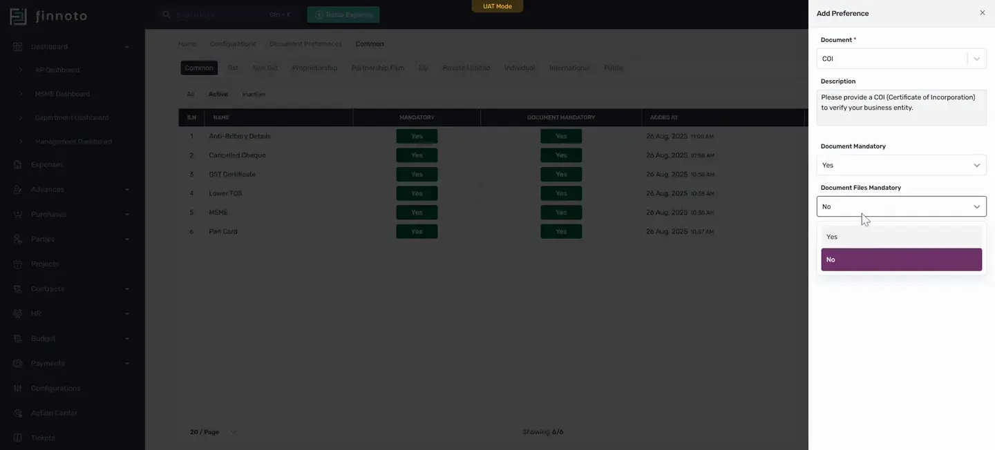 Select a document from the list